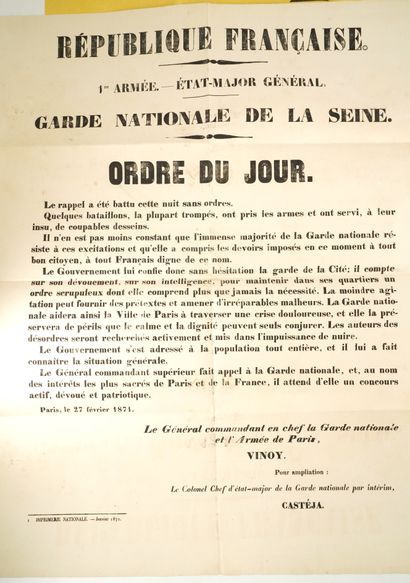 null LA COMMUNE DE PARIS, 1870-1871 RÉUNION DE QUATRE AFFICHES ET SIX BULLETINS DE...