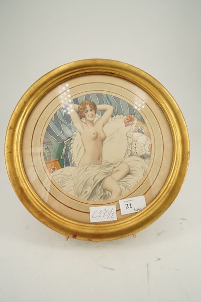 null Georges GRELLET (1869-1959), Femme dénudée, aquarelle et encre sur papier signée...