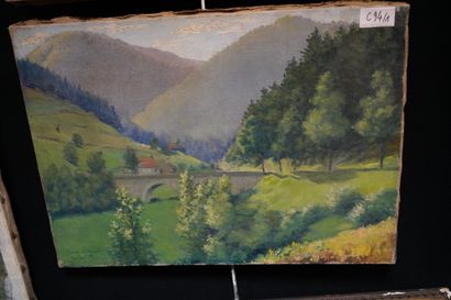 null Louis FLOT (1862-1942), Paysage aux collines de Bussang, signé, daté 1928 et...
