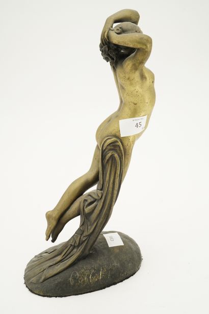 null Edouard-Louis COLLET (1876-1971), La Vague, sculpture en bronze à patine dorée,...
