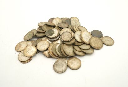 null Réunion de pièces en argent : 2 Francs, 1 Franc et 50 centimes, Semeuse. Poids...
