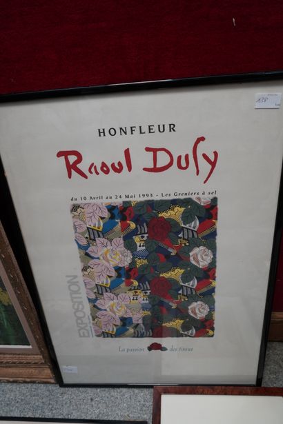 null Réunion de pièces encadrées dont Affiche Raoul Dufy, " Pétrus", " Rue de la...