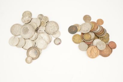 null Réunion de pièces de monnaie en argent dont 50 Francs, 20 francs, 10 francs,...