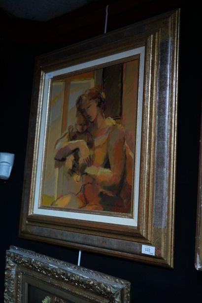 null Michelle TAUPIN, La Berceuse, huile sur toile signée en bas à droite.