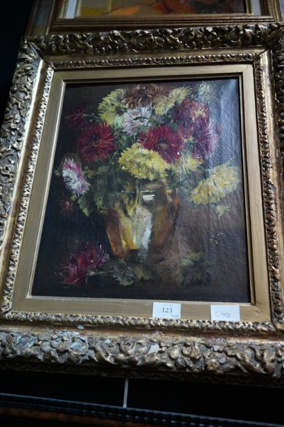 null Dominique ROZIER (1840-1901) Fleurs dans un vase, huile sur toile signée en...