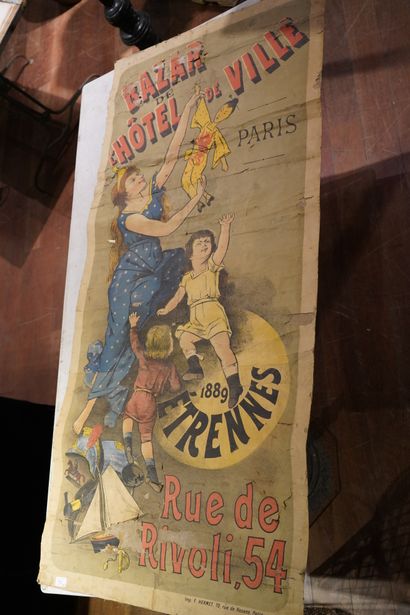 ANONYME Bazar de l'hôtel de ville, Paris, étrennes 1889
Affiche lithographiée. Timbre...