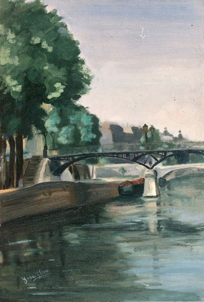 LILIANE MONOT dite YANA LOVE (1923-1992) Le pont Neuf, Paris
Huile sur toile, signée...