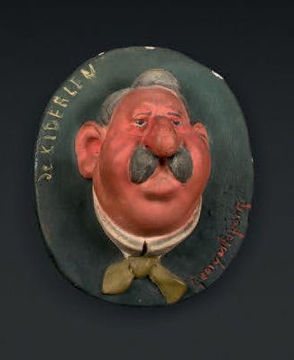 GEORGES LAPORTE (1845-1926) Portrait caricatural de Alfred von Kiderlen-Waechter
Médaillon...