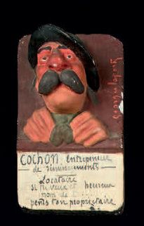 GEORGES LAPORTE (1845-1926) Portrait caricatural de Cochon, entrepreneur de déménagements
Haut-relief...