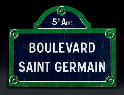null PLAQUE NOMINATIVE DU BOULEVARD SAINT-GERMAIN, PARIS Fer émaillé, de forme rectangulaire,...