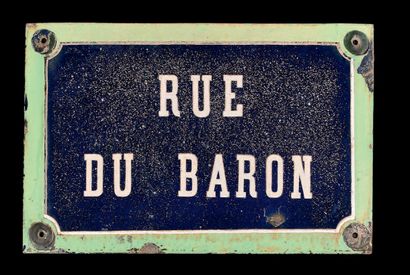 null PLAQUE NOMINATIVE DE LA RUE DU BARON, PARIS
Fer émaillé, de forme rectangulaire,...