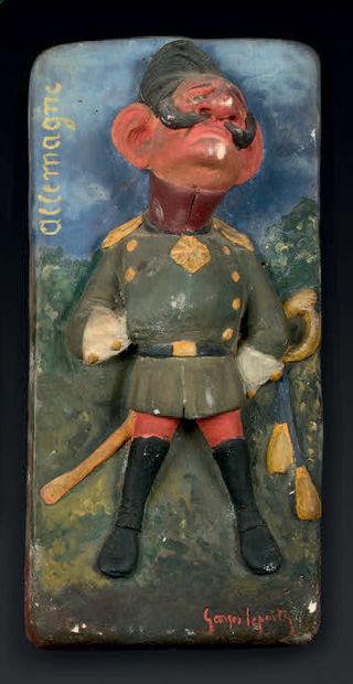 GEORGES LAPORTE (1845-1926) Caricature portrait of the Kaiser
High plaster relief,...