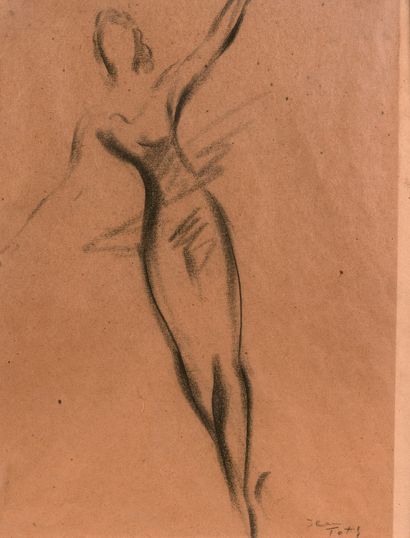 Jean TOTH (1899-1972) 舞蹈家
纸上炭笔画，右下方有签名。
27 x 20.5厘米。