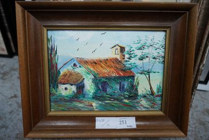 null Gilbert VALOTA "Maison", huile sur toile signée en bas à droite, 16 x 22 cm