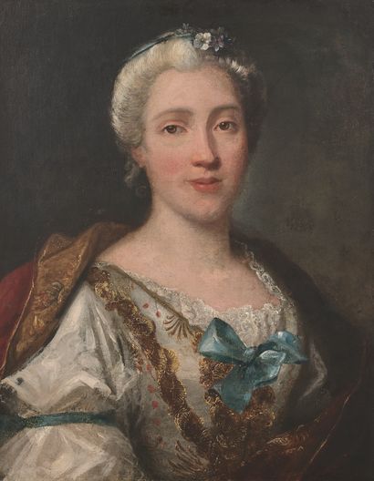 École FRANÇAISE du XVIIIe siècle 一个优质女人的肖像
布面油画。
