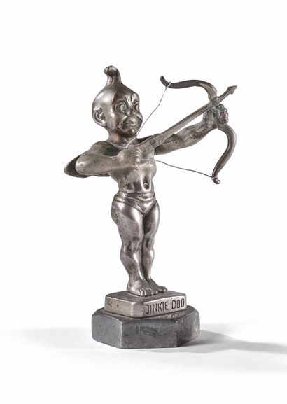 ATTRIBUÉ À AEL AUTOMOBILE MASCOTTE Silver plated bronze, featuring a cupid.
Titled...