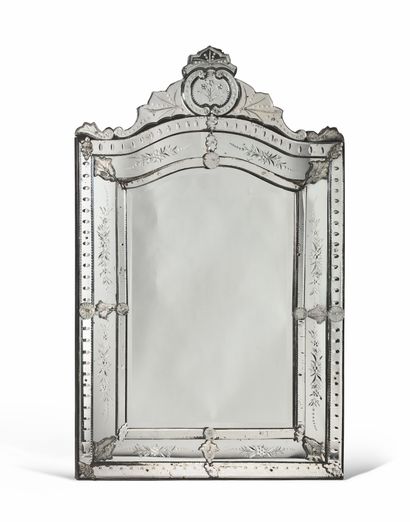 null IMPORTANT VENICE MIRROR Rectangular shape, with engraved decoration of foliage...