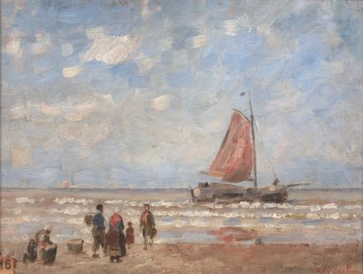 Alphonse STENGELIN (1852-1938) Sailing boat on the coast
Oil on panel, signed lower...