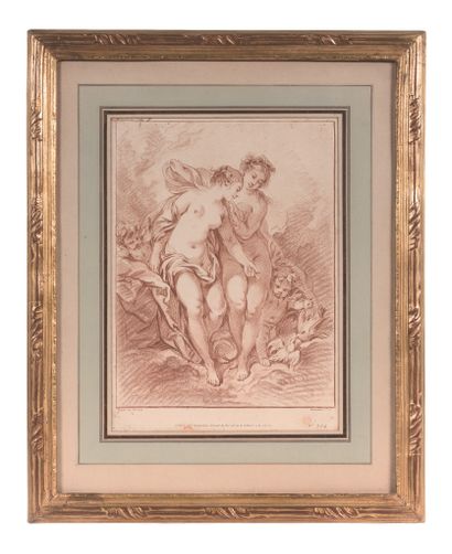 Gilles DEMARTEAU (1722-1776) d'après François BOUCHER Two naked women
Engraving by...
