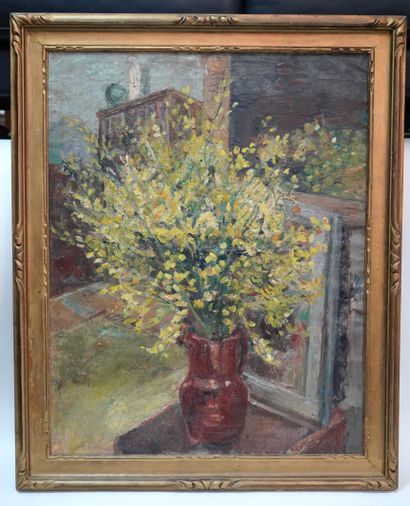 Ecole Moderne, XXe siècle Bouquet of flowers
Oil on canvas.
92 x 73 cm.