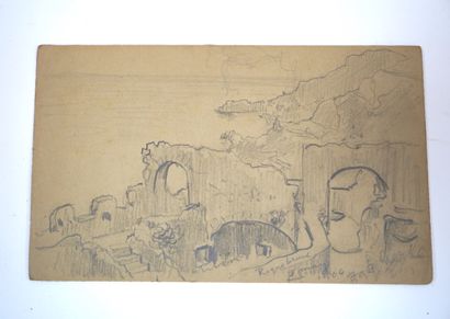 Frédéric Arthur BRIDGMAN (1847-1928) L'Ardoisière，1900年7月23日
铅笔画，用白色粉笔加强，位置和日期在右下方。
18...