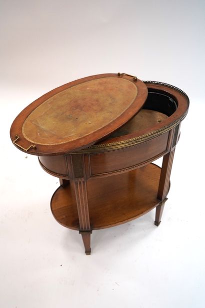 null JARDINIERE OR GLACIERE Molded wood, oval shape, the removable upper tray, lined...