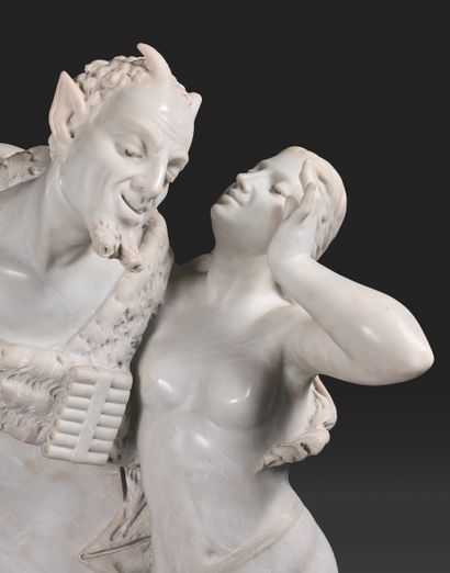 Auguste PREAULT (1809-1879) Naked woman embracing a term of Pan, 1840
Large marble...