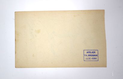 Frédéric Arthur BRIDGMAN (1847-1928) 马的研究
两幅铅笔画。
工作室销售的印章，尼斯，1954年。
9,8 x 15,6 cm。
污渍。
牛的研究，巴约纳，73
铅笔画，位于右下方并有日期。
背面有签名和注释。
工作室销售的印章，尼斯，1954年。
9,5...
