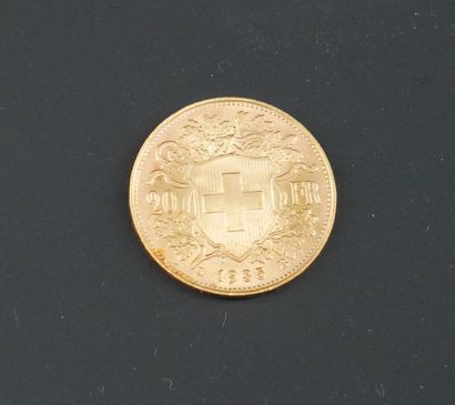 null 20 SWISS FRANCS GOLD PIECE, 1935.
Weight: 6.4 g.