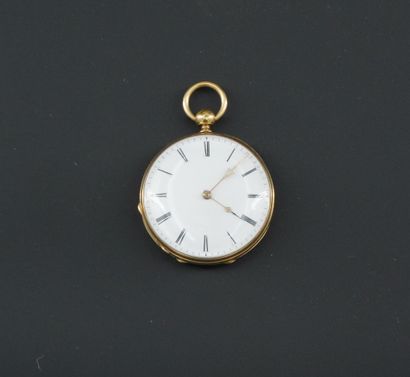 null WATCH OF GOUSSET Yellow gold 18k (750 thousandths), the enamelled dial with...