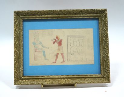 Frédéric Arthur BRIDGMAN (1847-1928) 努比亚，Bagt-el Welly，1874年2月21日
水彩画，右上角有标题和日期。
工作室销售的印章，尼斯，1954年。
展现：11.7...