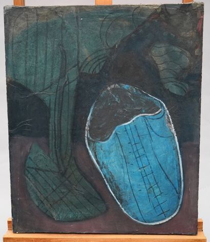 André Queffurus (1939-2017) Composition
Oil on newsprint, mounted on canvas, signed...