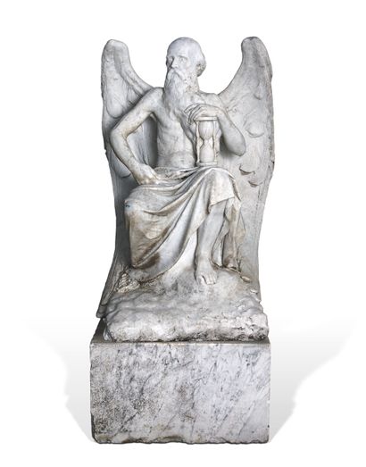 École Française du XIXe siècle Chronos，约1900年
大型大理石雕塑。
底座上的铭文："他是你生命的神，因为你会死，他不会死，1699"。
140...