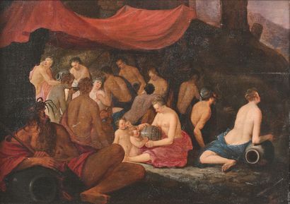 ATTRIBUÉ À ADRIAEN VAN NIEULANDT (1584-1635) The Feast of the Gods
Oak panel painted...