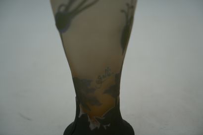 null *Dans le goût de Gallé, vase en verre gravé à l'acide à décor floral. On joint...
