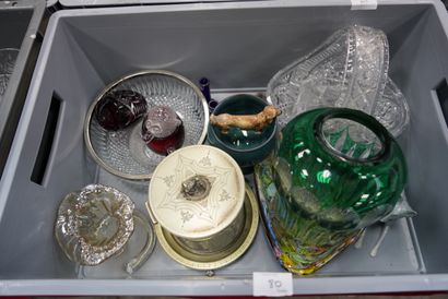 null Lot de vaisselle dépareillée dont porcelaine de Sologne, vase en cristal taillé...
