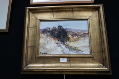 null * MARECHAL, paysage de montagne, huile sur toile signée en bas à gauche.
