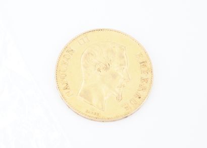 null 1 pièce de 100 francs or 1855 Napoléon III tête nue. Poids : 32,16g.