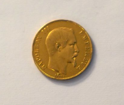 null 1 pièce de 50 francs or 1857 Napoléon III tête nue. Poids : 16,05g.