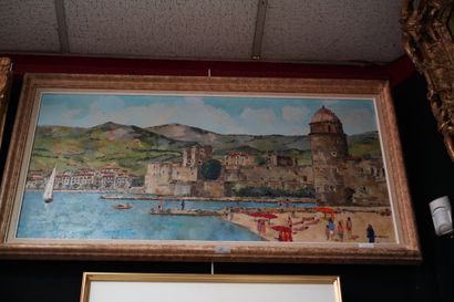 null ROLAND HAMON, Vue du port de Collioure, huile sur toile signée en bas à droite,...