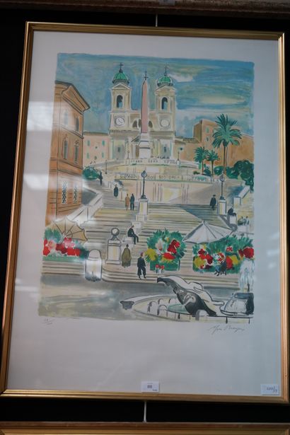 null Yves BRAYER (1907-1990), La Piazza di Spagna, lithographie en couleurs, signée...