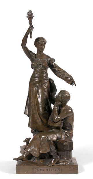 Henri-Louis LEVASSEUR (1853-1934) Gloire au travail
Bronze à patine brune, signé...
