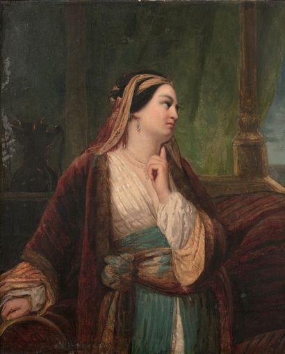 École Française du XIXe siècle Femme au turban
Huile sur toile.
65 x 54 cm.
Rest...