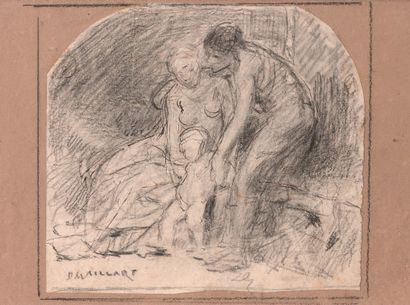 DIOGÉNE ULYSSE MAILLART (1840-1926) Couple avec un enfant
Crayon, signé en bas à...