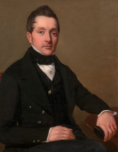 PIERRE MATHURIN PETRAUD (1808-1880) Portrait d'homme
Huile sur toile.
Rentoilée.
45,5...