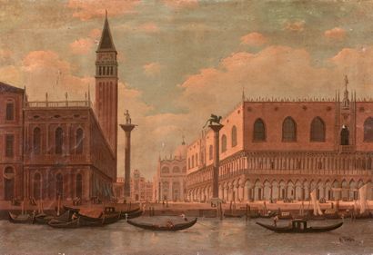 ALBERTO FERRINI (XIXe SIÈCLE) La Place Saint-Marc à Venise
Huile sur toile, signée...