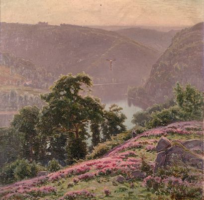 William DIDIER-POUGET (1864-1959) Paysage de gorges avec les bruyères en fleurs
Huile...