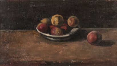 École Française du XIXe siècle Nature morte aux pommes
Huile sur panneau.
12,5 x...