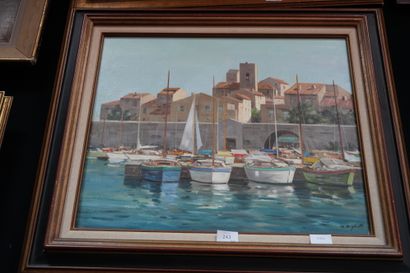null Bernard RIGHETTI (1882-1965), Port dans le sud de la France, huile sur toile...
