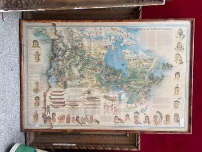 null Réunion de pièces encadrées, carte, portrait de Jésus Christ, carte du Canada,...